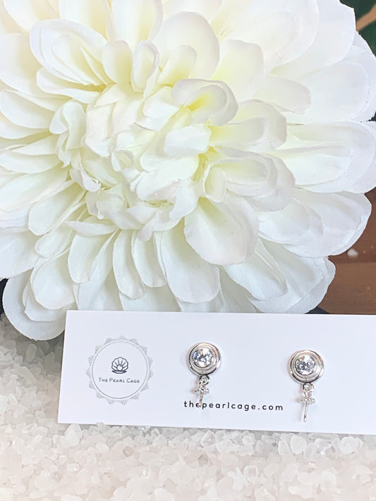 Round CZ drop studs